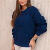 Insulated cotton sweatshirt with decorative bows dark blue