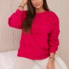 Insulated cotton sweatshirt with fuchsia-colored decorative bows