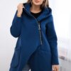 Insulated denim sweatshirt with asymmetrical zipper