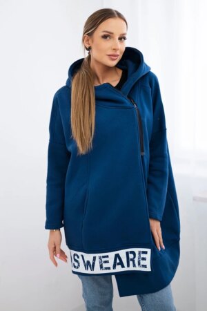 Insulated denim sweatshirt with zipper