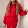 Insulated dress with a clutch at the bottom red
