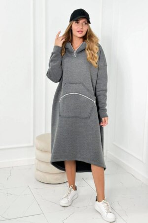 Insulated dress with a hood made of graphite