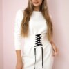 Insulated dress with decorative belt ecru