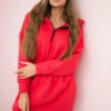 Insulated dress with hood raspberry