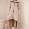 Insulated dress with longer sides in dark beige color