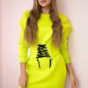 Insulated dress with pistachio decorative belt
