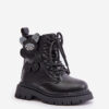 Insulated girls' ankle boots with fur on zip black Relobia