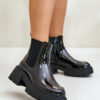 Insulated lacquered ankle boots Chelsea with zip black Jesschris