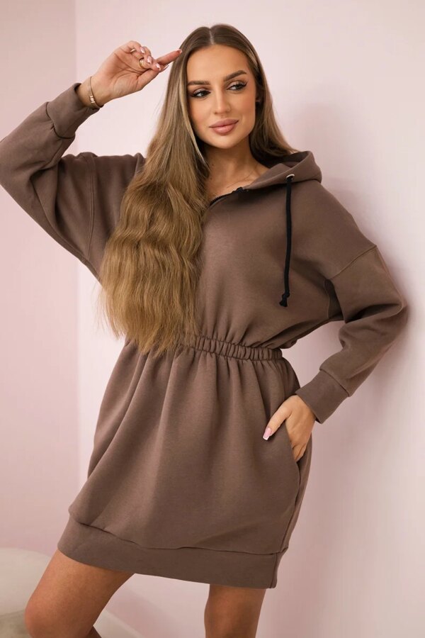 Insulated mocha hooded dress