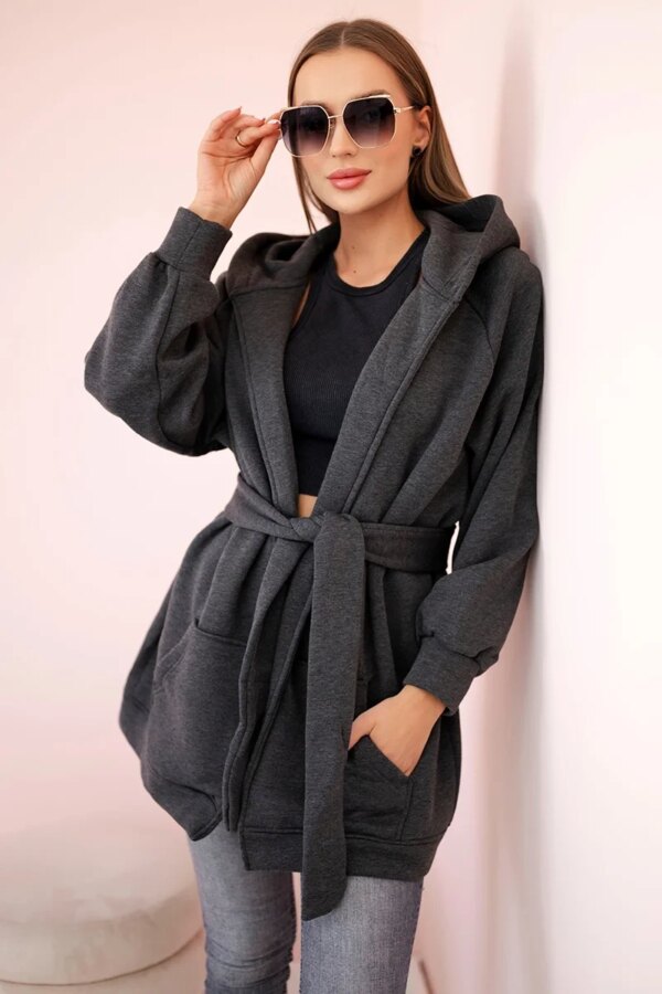 Insulated raincoat with graphite waist tie