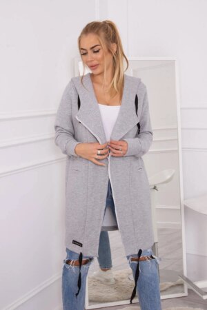 Insulated raincoat with hood in grey color