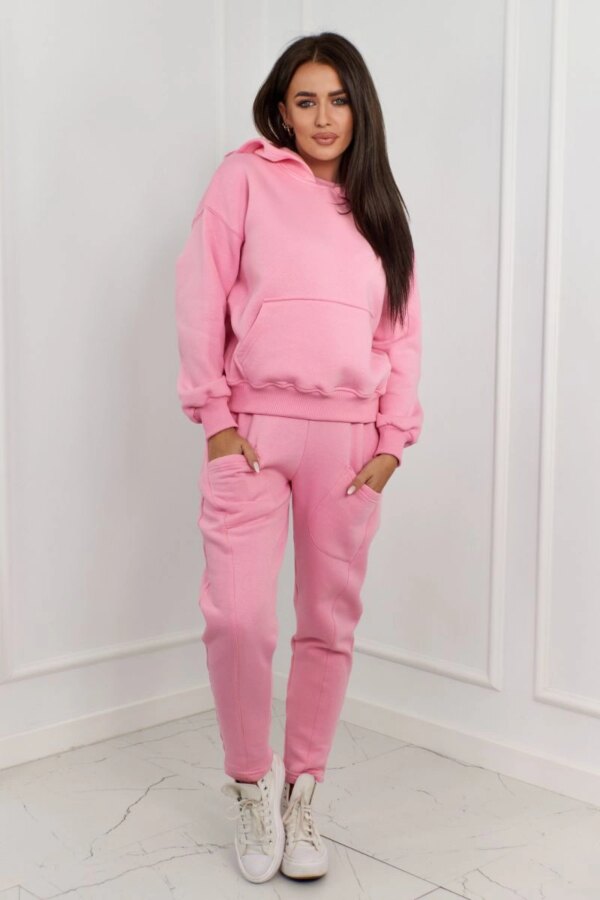 Insulated set sweatshirt + trousers light pink