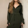 Insulated set with a long sweatshirt in khaki color
