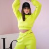 Insulated set with a short pistachio sweatshirt