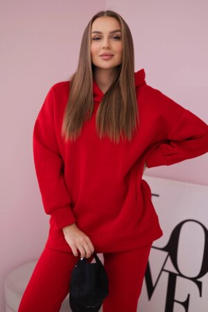 Insulated set with sweatshirt in red