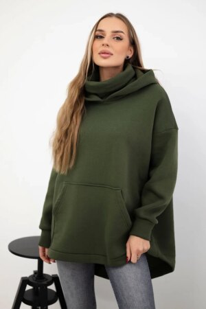 Insulated sweatshirt with a khaki zipper at the back