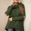 Insulated sweatshirt with a longer back in khaki color