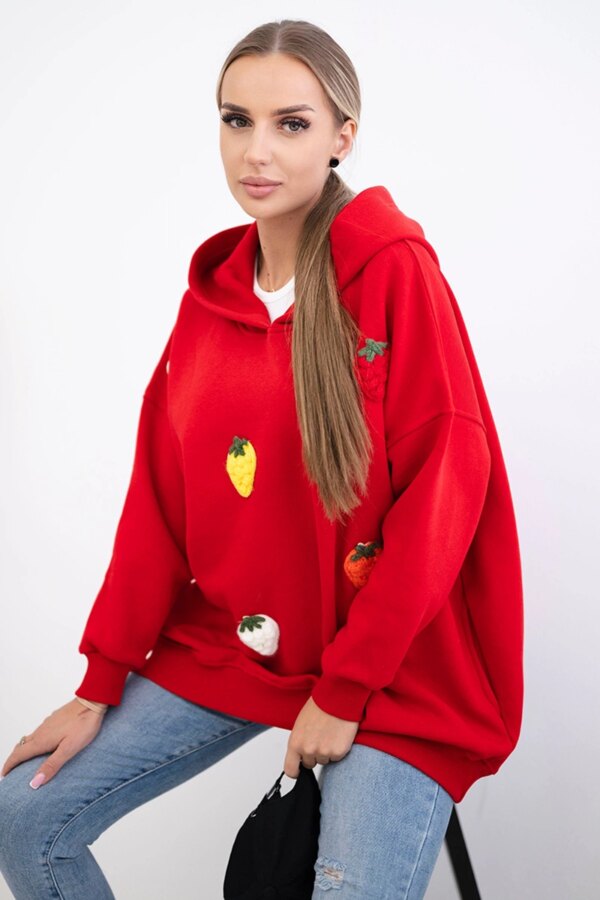 Insulated sweatshirt with a red strawberry motif