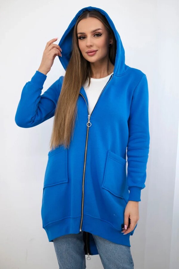 Insulated sweatshirt with a zipper at the back purple blue