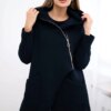 Insulated sweatshirt with asymmetrical zipper in dark blue color