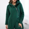 Insulated sweatshirt with asymmetrical zipper in dark green color