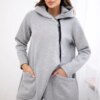 Insulated sweatshirt with asymmetrical zipper in gray color