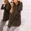 Insulated sweatshirt with asymmetrical zipper in khaki color