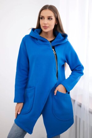 Insulated sweatshirt with asymmetrical zipper purple blue