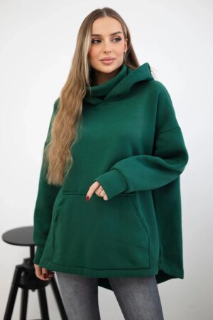 Insulated sweatshirt with back zip dark green