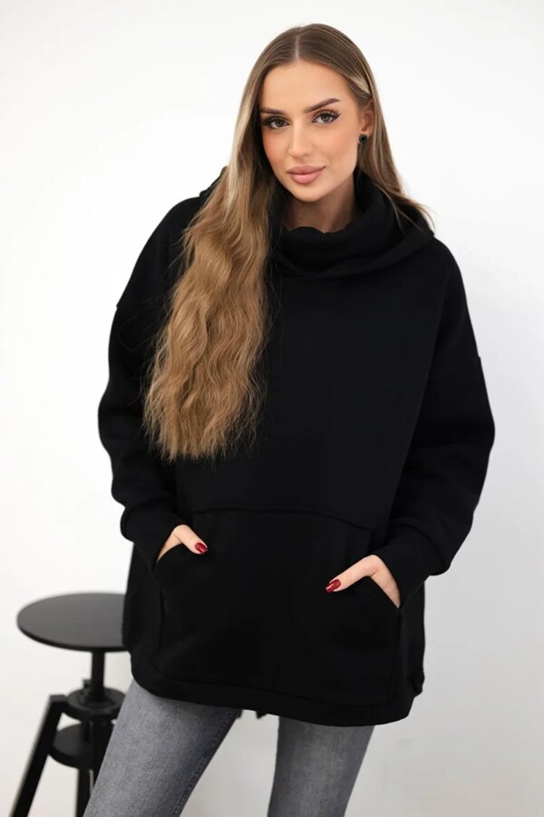 Insulated sweatshirt with back zipper black
