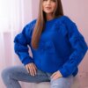 Insulated sweatshirt with decorative bows cornflower blue