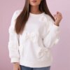 Insulated sweatshirt with decorative ecru bows