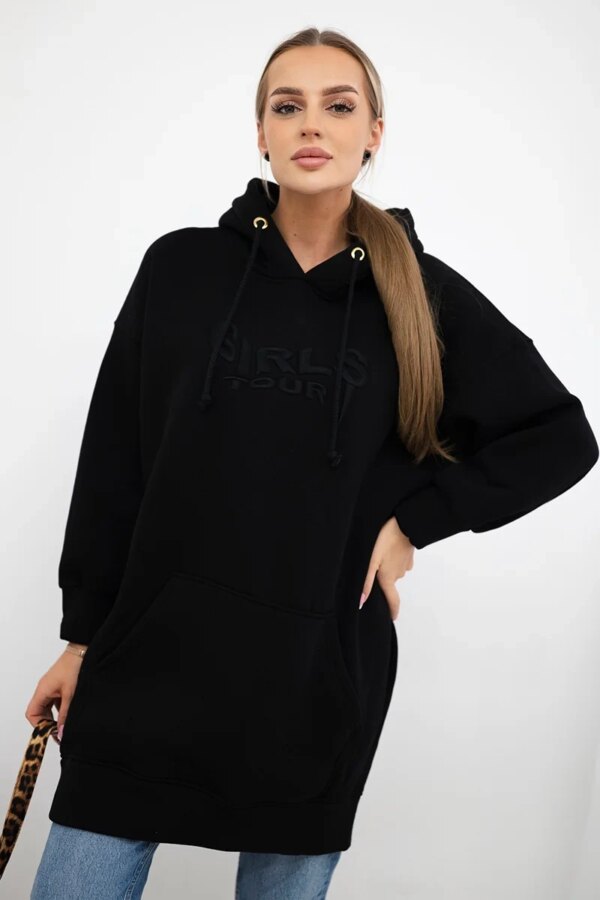 Insulated sweatshirt with embroidered oversize black inscription