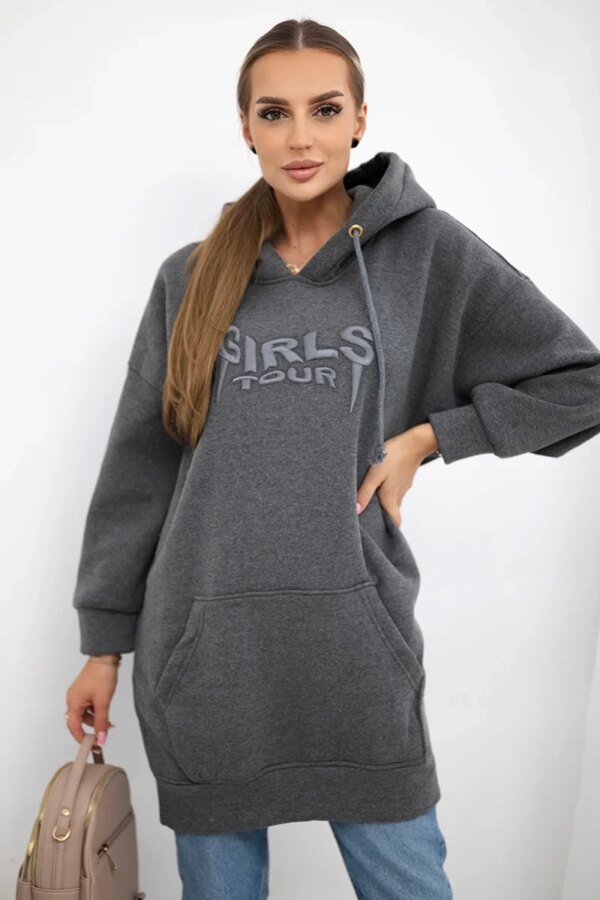 Insulated sweatshirt with embroidered oversize graphite inscription