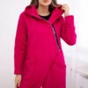 Insulated sweatshirt with fuchsia asymmetrical zipper