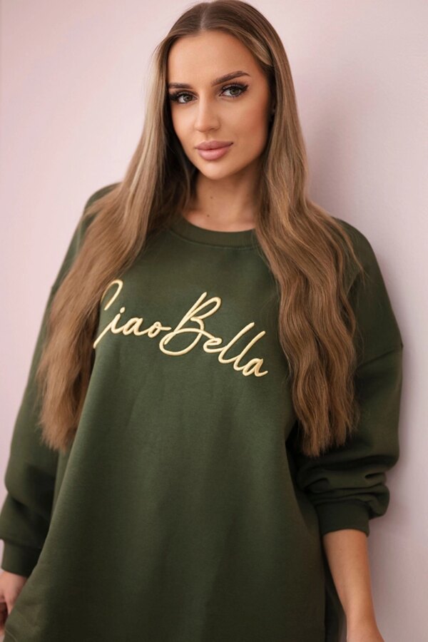 Insulated sweatshirt with khaki Ciao Bella inscription