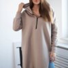 Insulated sweatshirt with side slits beige