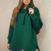 Insulated sweatshirt with side zipper dark green