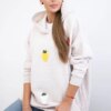 Insulated sweatshirt with strawberry motif beige melange