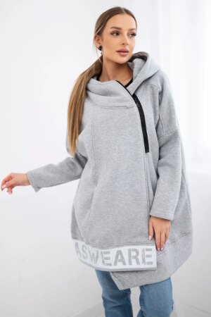 Insulated sweatshirt with zipper in gray color