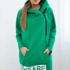 Insulated sweatshirt with zipper in green color