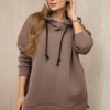 Insulated sweatshirt with zipper on the side of the mocha