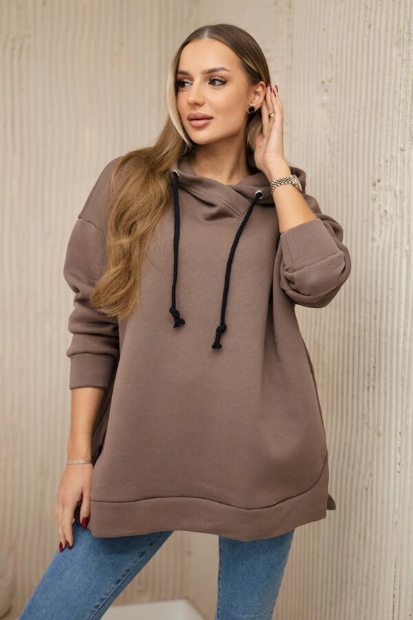 Insulated sweatshirt with zipper on the side of the mocha