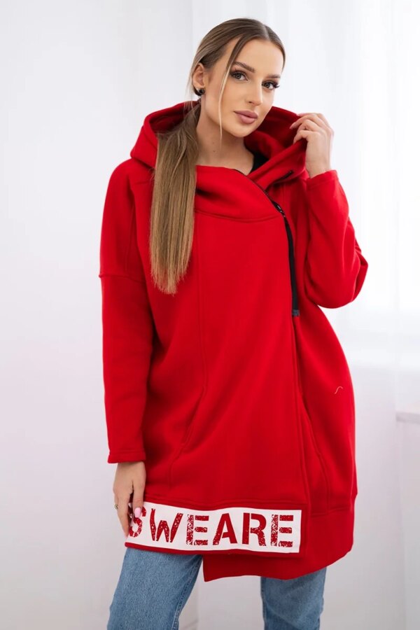 Insulated sweatshirt with zipper red
