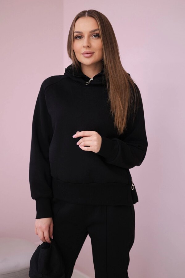 Insulated turtleneck and hood set black