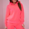 Insulated turtleneck set with hood in pink neon color
