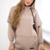 Insulated turtleneck sweatshirt dark beige