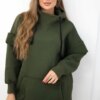 Insulated turtleneck sweatshirt in khaki color