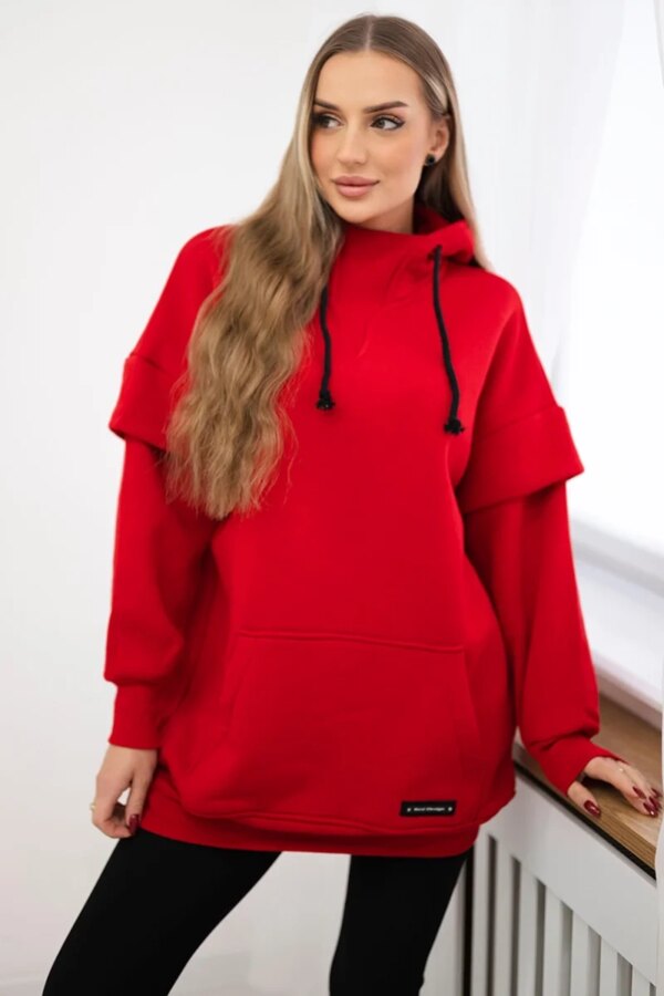 Insulated turtleneck sweatshirt red