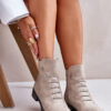 Insulated women's ankle boots on a flat heel beige Labise